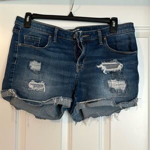 Mossimo mid rise shorts, size 12. Distressed.